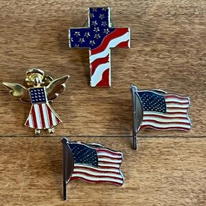 Patriotic Flag and Angel Pins